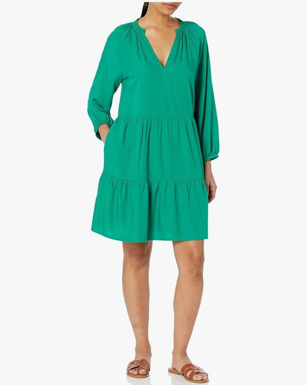 The Drop Caralynmirand Long sleeve small 
Dress, Ultramarine Green with pockets
